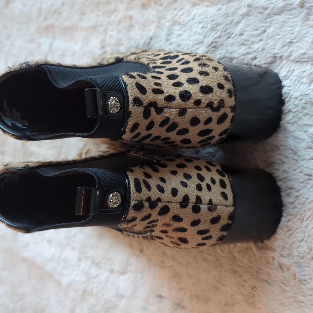 Anne Klein Leopard Print Prescott Ankle Bootie Calf Hair Block Heel Size 8.5 - Picture 4 of 8